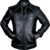 Mens Biker Slim Fit Black Leather Jacket