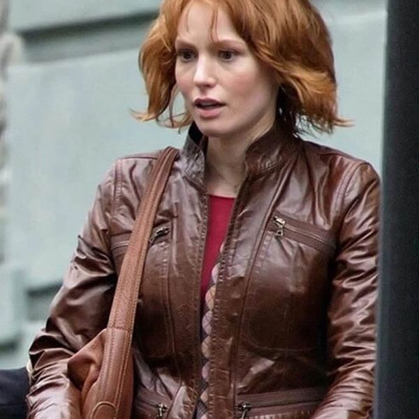 88 Minutes Alicia Witt Brown Leather Jacket