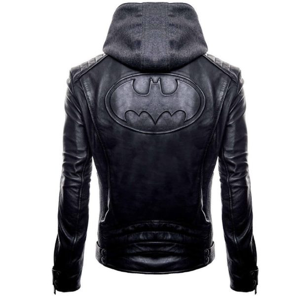 Batman Logo Brando Biker Hoodie Jacket