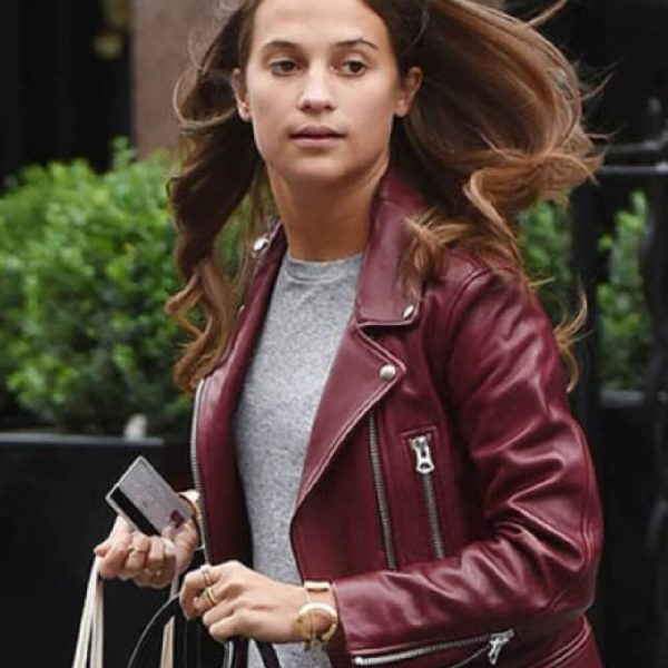 Alicia Vikander Cafe Racer Leather Jacket