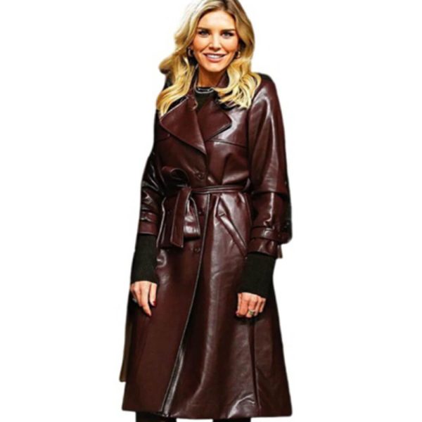 Charissa Thompson Brown Leather Coat