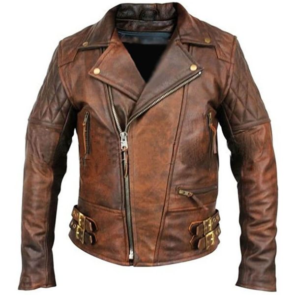 Classic Diamond Vintage Distressed Brown Jacket