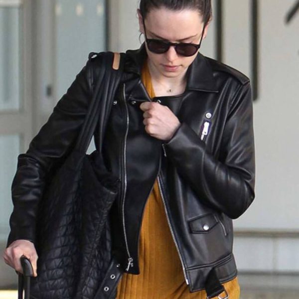 Daisy Ridley Airport Leather Jacket