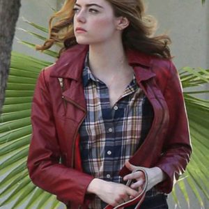 Emma Stone La La Land Red Leather Jacket