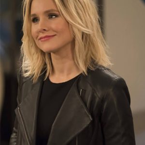 Kristen Bell Cafe Racer Biker Leather Jacket