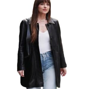 Materialists Dakota Johnson Black Leather Coat