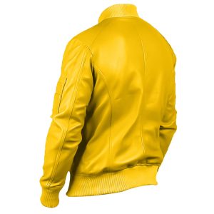 Men's Vintage Bomber Yellow Leather Jacket