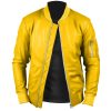 Men's Vintage Bomber Yellow Leather Jacket
