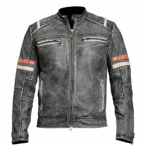 Mens Biker Vintage Retro 2 Distressed Jacket