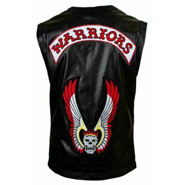 Mens Black Leather Biker Warrior Vest