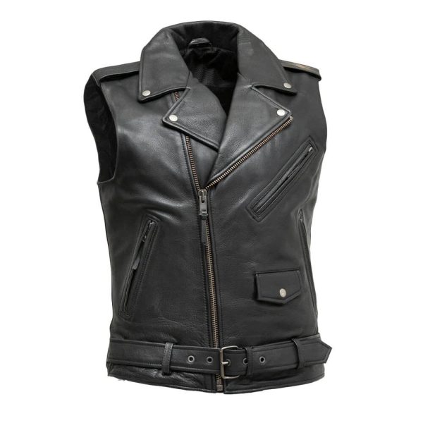 Mens Biker Faux Leather Vest