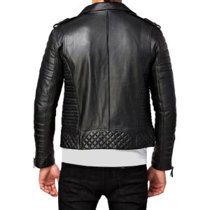 Mens Black Slim Fit Genuine Leather Jacket