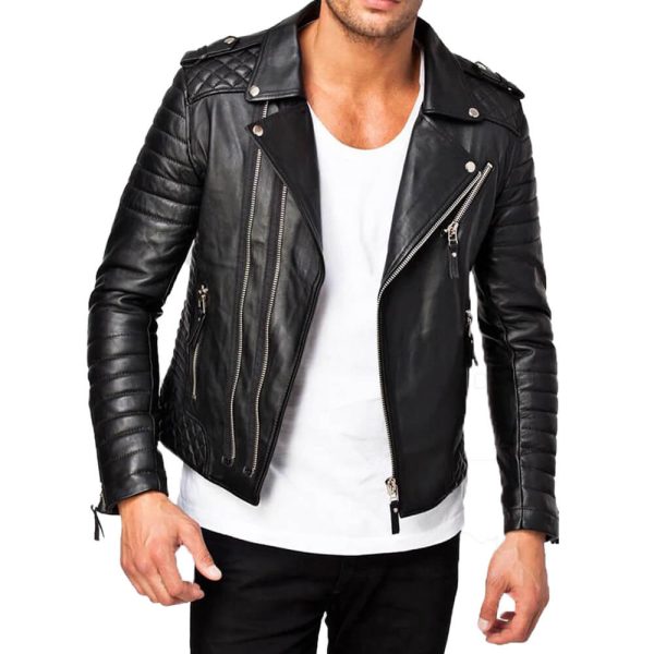 Mens Black Slim Fit Real Leather Jacket