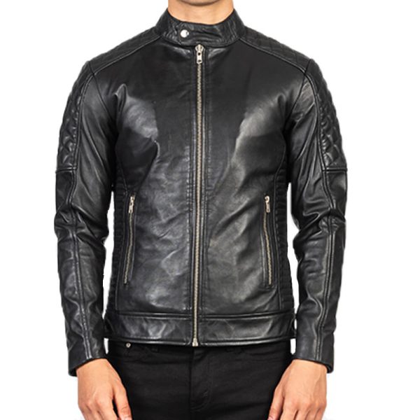 Mens Black Slim fit Biker Leather Jacket