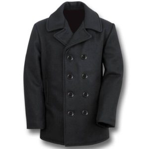 Mens US Navy Black Wool Pea Coat