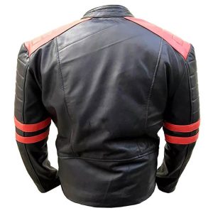 Mens Vintage Brando Black Red Biker Leather Jacket