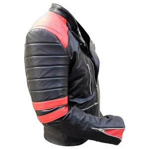 Men's Brando Vintage Black Red Biker Jacket