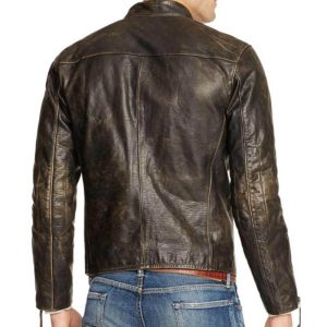Mens Distressed Brown Leather Jacket