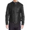 Mens Genuine Black Cafe Racer Leather Jacket