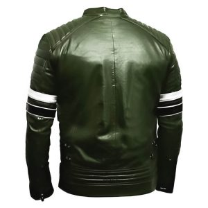Mens Green Vintage Cafe Racer Real Leather Jacket