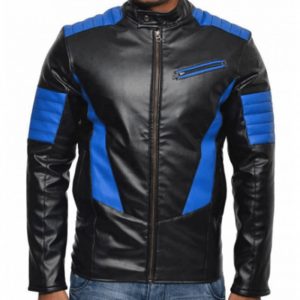 Mens Halloween Stylish Biker Black Blue Jacket