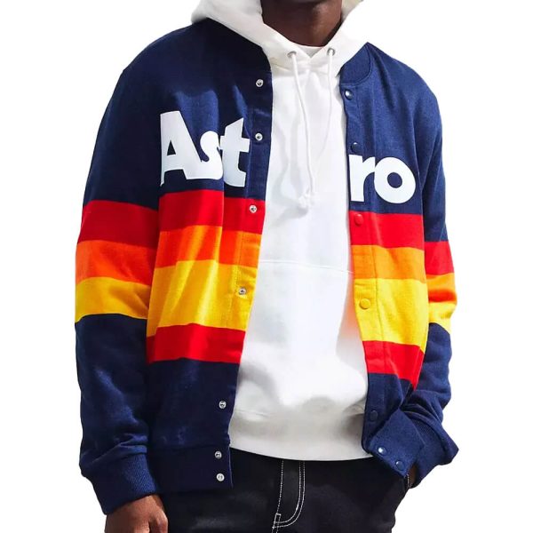 Mens Houston Astros Blue Fleece Varsity Jacket