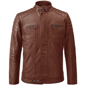 Mens Motorcycle Vintage Retro Leather Jacket