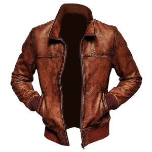 Mens Motorcycle Vintage Bomber Winter Jacket