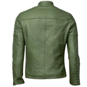 Mens Motorcycle Vintage Cafe Racer Green Jacket
