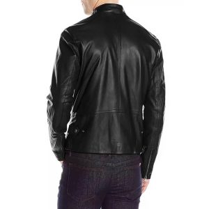 Mens Real Black Cafe Racer Leather Jacket