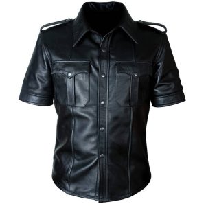 Mens Sexy Police Uniform Bluff Gay Shirt