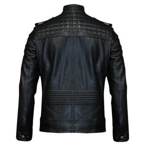 Mens Slim Fit Retro Cafe Racer Leather Jacket