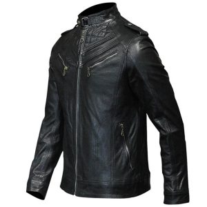 Mens Slim Fit Retro Cafe Racer Real Leather Jacket