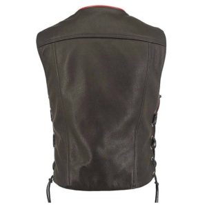 Mens Snap Tab Button Closure Leather Vest
