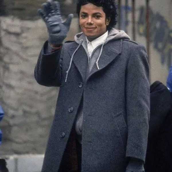 Michael Jackson Gray Wool Trench Coat