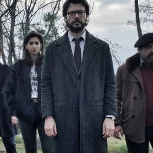 Money Heist Alvaro Morte Black Wool Coat