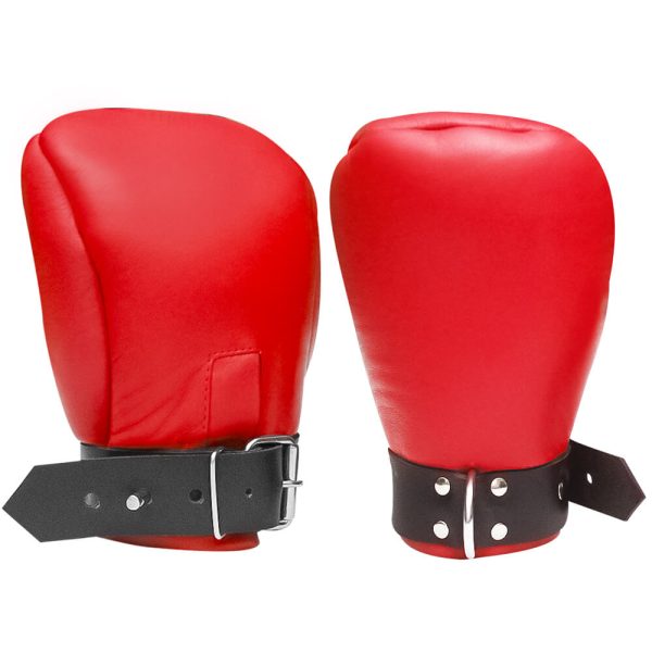 Real Leather Red Mitts Padded Bondage Gloves