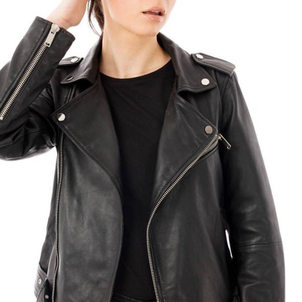 Rumer Willis Black Leather Motorcycle Jacket