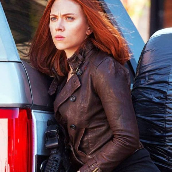 Scarlett Johansson Winter Soldier Brown Leather Jacket