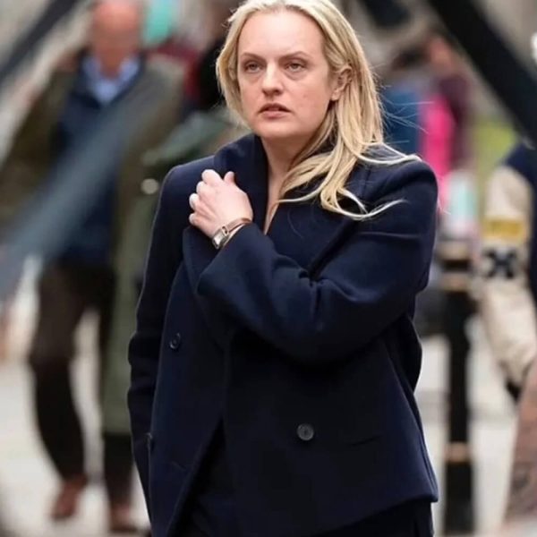 The Veil Elisabeth Moss Blue Wool Jacket