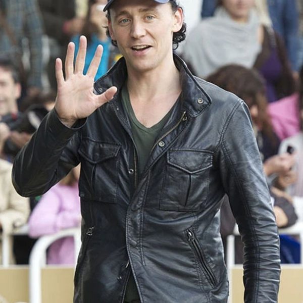 Tom Hiddleston Black Trucker Leather Jacket