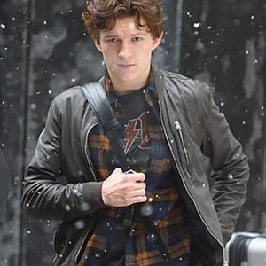 Tom Holland Black Leather Jacket