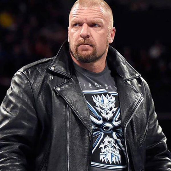 Triple H WWE Superstar Black Leather Jacket