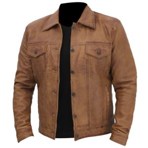 Trucker Style Western Cowboy Tan Brown Jacket
