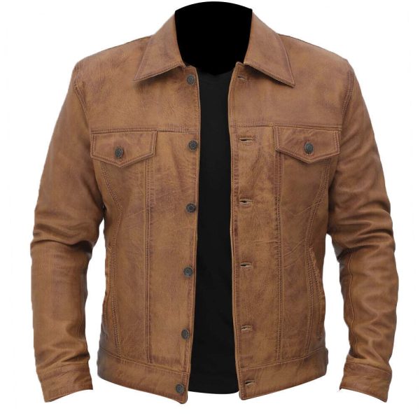 Trucker Style Western Cowboy Tan Brown Jacket