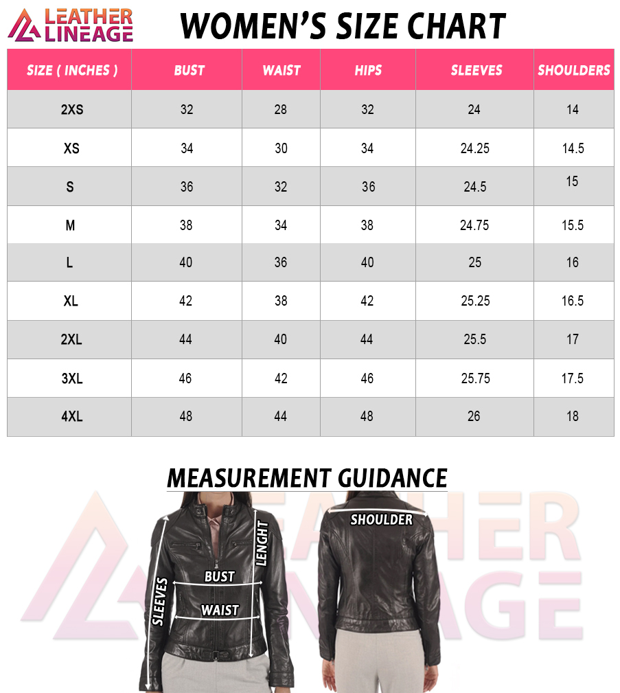 leather lineage womens size chart