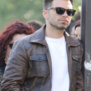 355 Movie Sebastian Stan Brown Leather Jacket