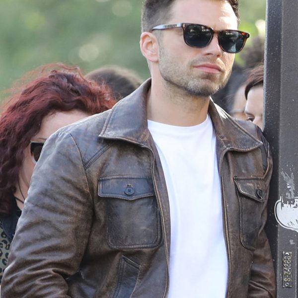 355 Movie Sebastian Stan Brown Leather Jacket