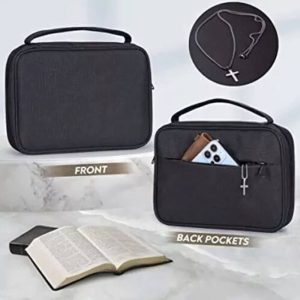 Bible Case Carrying Book Black Large Holy Canvas Case Zippered Organizer