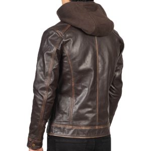 Mens Vintage Brown Hooded Jacket